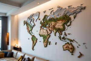 Carte du monde en relief pour la déco ou l&rsquo;éducation
