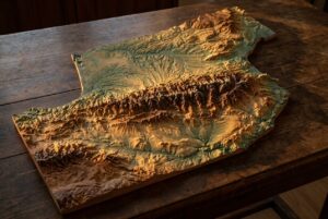 Carte des Pyrénées en relief, de l&rsquo;Atlantique à la Méditerranée
