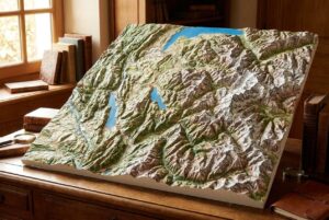 Carte de la Savoie et du Mont-Blanc en relief